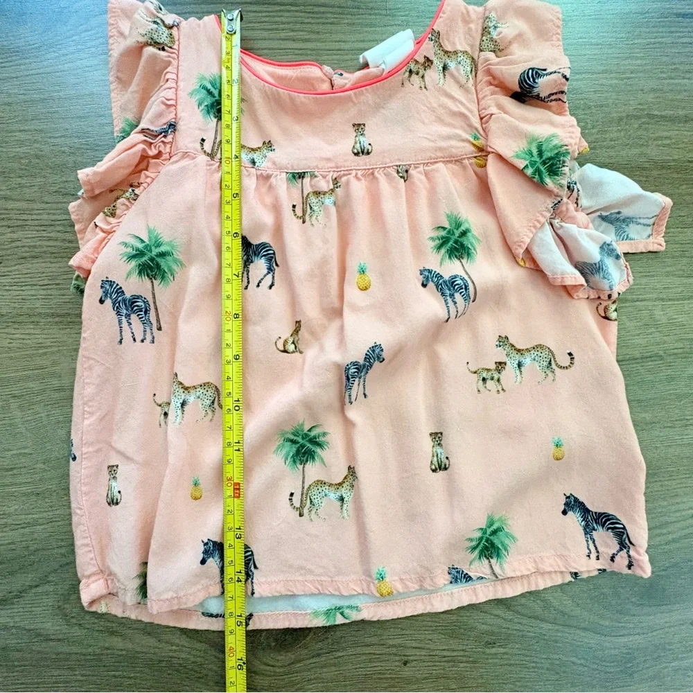 H&M Girls Pink Safari Pajama Set Size 5/6 Animal Print K. Kijan